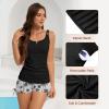 imageAmerican Trends Womens Tankini Swimsuits for Women 2025 Tummy Control Bathing Suits Two Piece Swimwear Tank Top with ShortA Black