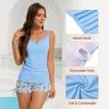 imageAmerican Trends Womens Tankini Swimsuits for Women 2025 Tummy Control Bathing Suits Two Piece Swimwear Tank Top with ShortBlue