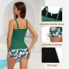 imageAmerican Trends Womens Tankini Swimsuits for Women 2025 Tummy Control Bathing Suits Two Piece Swimwear Tank Top with ShortGreen