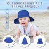 imageBaby Sun Hat Toddler Summer UPF 50 Sun Protection Baby Boy Girls Hats Beach Hats Wide Brim Adjustable Bucket HatA 2 Pack Gray  Blue