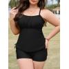 imagePlus Size Tankini Swimsuits with Adjustable Strings Tummy Control Two Piece Bathing Suits for Women with Board Short SwimwearA Black