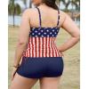 imagePlus Size Tankini Swimsuits with Adjustable Strings Tummy Control Two Piece Bathing Suits for Women with Board Short SwimwearAmerican Flag