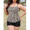 imagePlus Size Tankini Swimsuits with Adjustable Strings Tummy Control Two Piece Bathing Suits for Women with Board Short SwimwearLeopard Print