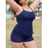 imagePlus Size Tankini Swimsuits with Adjustable Strings Tummy Control Two Piece Bathing Suits for Women with Board Short SwimwearNavy
