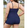 imagePlus Size Tankini Swimsuits with Adjustable Strings Tummy Control Two Piece Bathing Suits for Women with Board Short SwimwearNavy