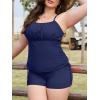 imagePlus Size Tankini Swimsuits with Adjustable Strings Tummy Control Two Piece Bathing Suits for Women with Board Short SwimwearNavy