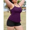 imagePlus Size Tankini Swimsuits with Adjustable Strings Tummy Control Two Piece Bathing Suits for Women with Board Short SwimwearPurple