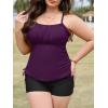 imagePlus Size Tankini Swimsuits with Adjustable Strings Tummy Control Two Piece Bathing Suits for Women with Board Short SwimwearPurple