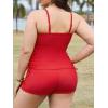 imagePlus Size Tankini Swimsuits with Adjustable Strings Tummy Control Two Piece Bathing Suits for Women with Board Short SwimwearRed
