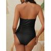 imageWomens V Neck Ruched Tankini Swimsuits Tummy Control Halter Tie Back Two Piece Bathing Suits Modest Swimwear with ShortsA Black