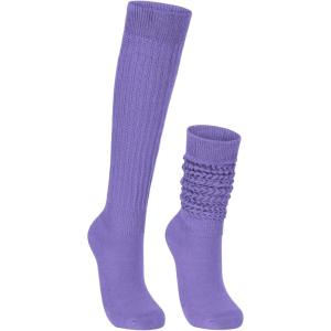 imageAmerican Trends Slouch Socks for Woman Scrunch Socks 80s 90s Knee High Socks Neon Socks Slouchy Socks Pack Long SocksLight Purple