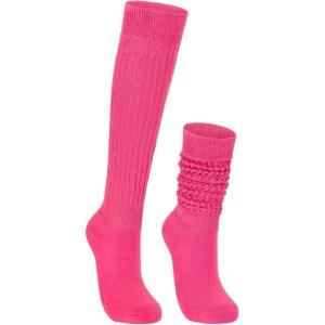 imageAmerican Trends Slouch Socks for Woman Scrunch Socks 80s 90s Knee High Socks Neon Socks Slouchy Socks Pack Long SocksRose Red