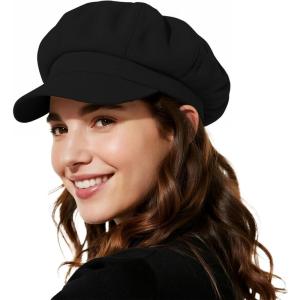 imageNewsboy Hats for Women Winter Beret Hat Classic Newsboy Caps Retro Fashion French Hats for WomenA Black