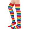 imageAmerican Trends Womens Rainbow Socks Striped Knee High Socks Thigh High Stockings Casual Tube Socks Costume Leg Warmers01 Red Rainbow