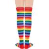 imageAmerican Trends Womens Rainbow Socks Striped Knee High Socks Thigh High Stockings Casual Tube Socks Costume Leg Warmers01 Red Rainbow