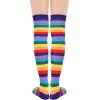 imageAmerican Trends Womens Rainbow Socks Striped Knee High Socks Thigh High Stockings Casual Tube Socks Costume Leg Warmers03 White Black