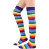 imageAmerican Trends Womens Rainbow Socks Striped Knee High Socks Thigh High Stockings Casual Tube Socks Costume Leg Warmers03 White Black