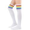 imageAmerican Trends Womens Rainbow Socks Striped Knee High Socks Thigh High Stockings Casual Tube Socks Costume Leg Warmers06 White Rainbow