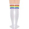 imageAmerican Trends Womens Rainbow Socks Striped Knee High Socks Thigh High Stockings Casual Tube Socks Costume Leg Warmers06 White Rainbow