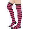 imageAmerican Trends Womens Rainbow Socks Striped Knee High Socks Thigh High Stockings Casual Tube Socks Costume Leg Warmers08 Rose Black Stripes