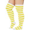 imageAmerican Trends Womens Rainbow Socks Striped Knee High Socks Thigh High Stockings Casual Tube Socks Costume Leg Warmers08 Yellow White Stripesplus Size