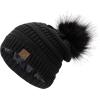 imageAmerican Trends Beanies Women Winter Hats for Women Satin Lined Slouchy Beanie with Pom Pom Warm Cable Knit Snow Ski Hat02 Blackblack Pom Pom