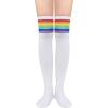 imageAmerican Trends Womens Rainbow Socks Striped Knee High Socks Thigh High Stockings Casual Tube Socks Costume Leg Warmers06 White Rainbow