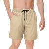 imageMens Swimsuit Trunks 7 Inch Inseam Beach Shorts with Pockets Mens Swimming Trunks Deep Khaki XL