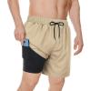imageMens Swimsuit Trunks 7 Inch Inseam Beach Shorts with Pockets Mens Swimming Trunks Deep Khaki XL