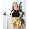 imageAmerican Trends Girls Metallic Skirts Kids 3Layers Ruffle Sparkly Skirt with Sunglasses for Girl 415 YearsGold