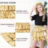 imageAmerican Trends Girls Metallic Skirts Kids 3Layers Ruffle Sparkly Skirt with Sunglasses for Girl 415 YearsGold