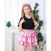 imageAmerican Trends Girls Metallic Skirts Kids 3Layers Ruffle Sparkly Skirt with Sunglasses for Girl 415 YearsPink