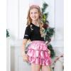 imageAmerican Trends Girls Metallic Skirts Kids 3Layers Ruffle Sparkly Skirt with Sunglasses for Girl 415 YearsPink