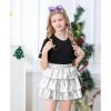 imageAmerican Trends Girls Metallic Skirts Kids 3Layers Ruffle Sparkly Skirt with Sunglasses for Girl 415 YearsSilver