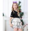 imageAmerican Trends Girls Metallic Skirts Kids 3Layers Ruffle Sparkly Skirt with Sunglasses for Girl 415 YearsSilver