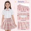 imageAmerican Trends Girls Plaid Skirt Pleated Skirt with Bow Tie Girls Elastic Waist Uniform Skirts for Girls 412 YearsPink Plaid