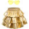 imageAmerican Trends Girls Metallic Skirts Kids 3Layers Ruffle Sparkly Skirt with Sunglasses for Girl 415 YearsGold