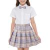 imageAmerican Trends Girls Plaid Skirt Pleated Skirt with Bow Tie Girls Elastic Waist Uniform Skirts for Girls 412 YearsPurple Plaid