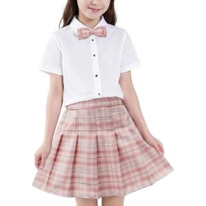 imageAmerican Trends Girls Plaid Skirt Pleated Skirt with Bow Tie Girls Elastic Waist Uniform Skirts for Girls 412 YearsPink Plaid