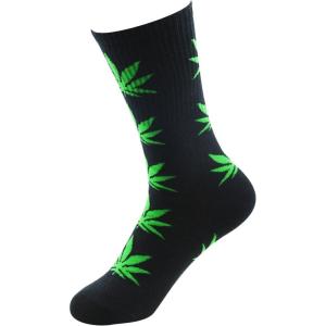 imageAmerican Trends Athletic Sports High Crew Socks for Men Women Leaf Cotton SockE 1 Pair Black Green