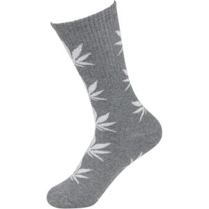 imageAmerican Trends Athletic Sports High Crew Socks for Men Women Leaf Cotton SockGray White 1 Pack