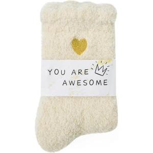 imageAmerican Trends Coral Fleece Cloud Socks UltraSoft Fuzzy Warm Sleep Socks Cozy Unisex Gifts for Birthday SelfCareWhite a