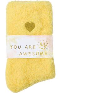 imageAmerican Trends Coral Fleece Cloud Socks UltraSoft Fuzzy Warm Sleep Socks Cozy Unisex Gifts for Birthday SelfCareYelllow B