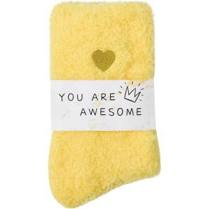 imageAmerican Trends Coral Fleece Cloud Socks UltraSoft Fuzzy Warm Sleep Socks Cozy Unisex Gifts for Birthday SelfCareYelllow a