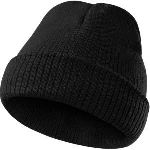 imageAmerican Trends Kids Beanie Warm Knit Beanie Hats Boys Girls Winter Hat Soft Slouchy Hats for KidsBlack