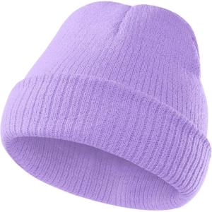 imageAmerican Trends Kids Beanie Warm Knit Beanie Hats Boys Girls Winter Hat Soft Slouchy Hats for KidsLight Purple