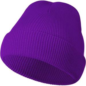 imageAmerican Trends Kids Beanie Warm Knit Beanie Hats Boys Girls Winter Hat Soft Slouchy Hats for KidsPurple