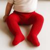 imageAmerican Trends Baby Tights for Girls Cable Knit Cotton Leggings Newborn Pantyhose Soft Seamless Iinfant StockingsPure White Red Green3 Pairs