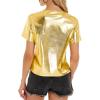 imageMetallic Disco Shirt Women Short Sleeve Shiny Multicolor Top Music Festival OutfitGold