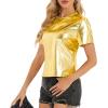 imageMetallic Disco Shirt Women Short Sleeve Shiny Multicolor Top Music Festival OutfitGold